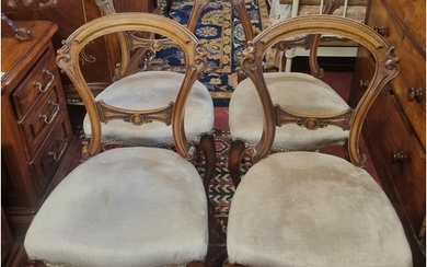 A good set of four mid 19th Century Walnut Dining Chairs wit...