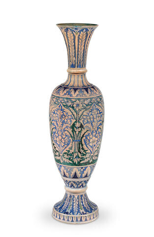 A large Bombay School of Arts pottery vase in the Multan Style, India, circa 1880