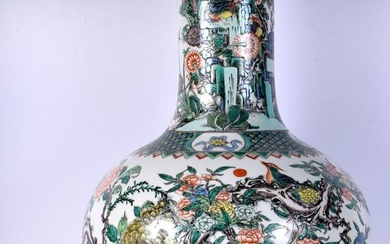 A large Chinese porcelain Famille Verte vase decorated with birds and foliage