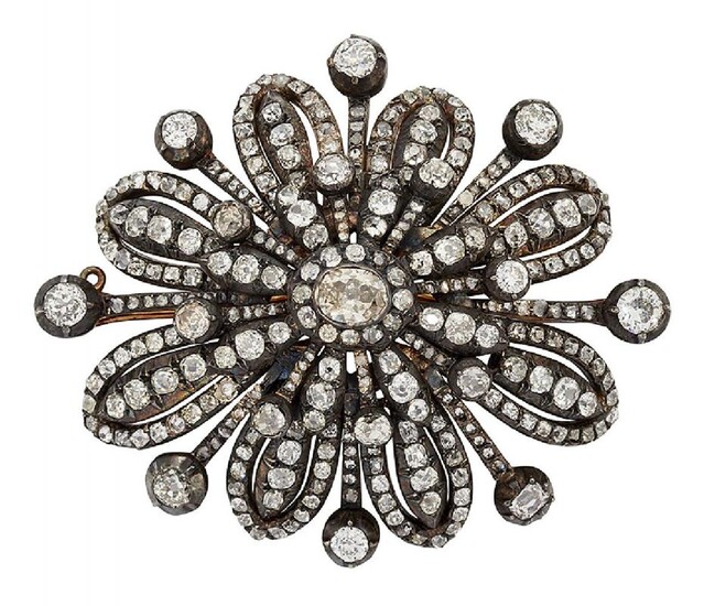 A late 19th century diamond brooch, of...