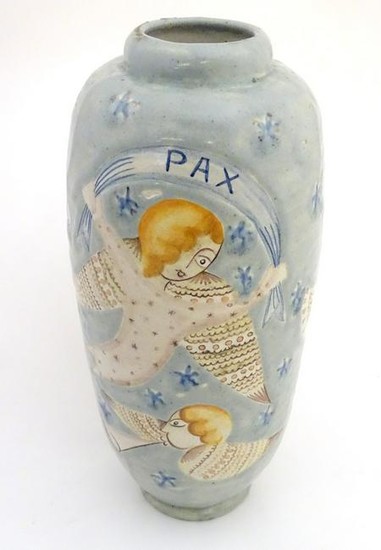 A late 20thC Continental vase decorated with stylised