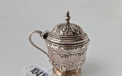 A late Victorian mustard pot of Queen Anne design, Sheffield...
