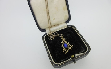 A modern water opal pendant on box link chain