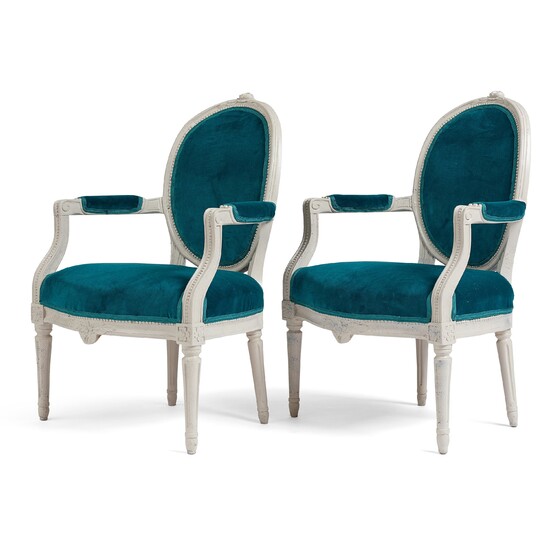 A pair of Gustavian armchairs by E Holm.