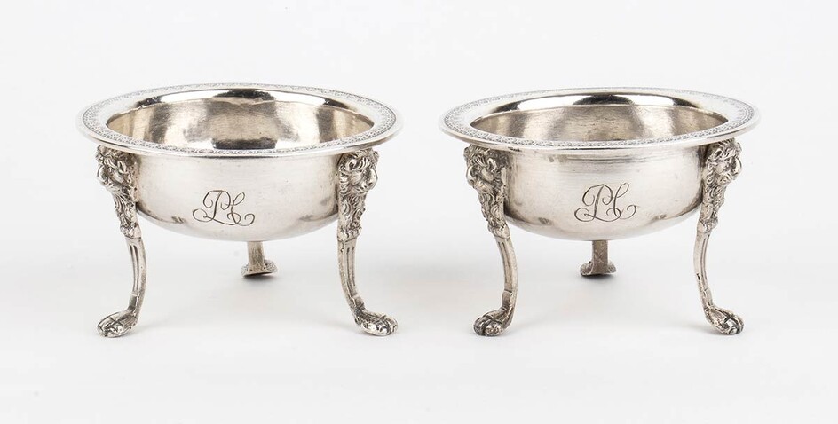 A pair of Italian silver 833/1000 salt cellars -...