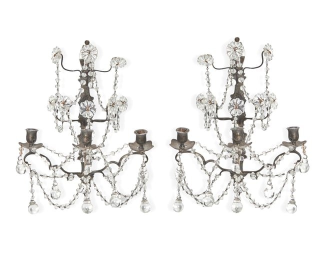 A pair of Louis XV-style silver-plated sconces
