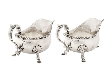 A pair of Victorian sterling silver sauce boats, London 1901 by Thomas Bradbury