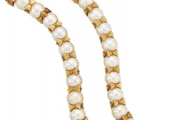 A pair of imitation pearl bracelets, each...