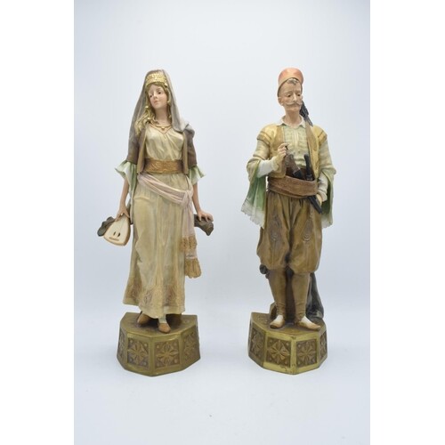A pair of large Turn Wien (Vienna) figures by Ernst Wahliss,...