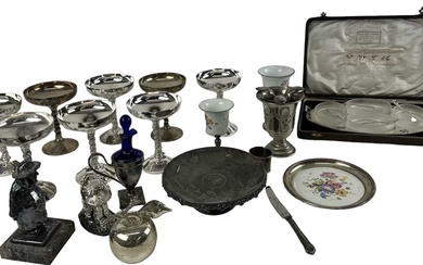A quantity of silver plated items, including a set of...