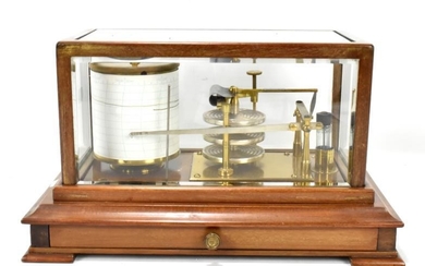 A reproduction mahogany cased barograph, height of case 21cm....