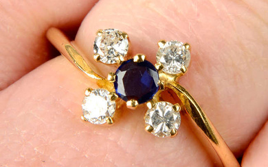 A sapphire and brilliant-cut diamond stylised cluster ring.