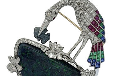 A unique & luxurious platinum brooch in Egyptian motifs...