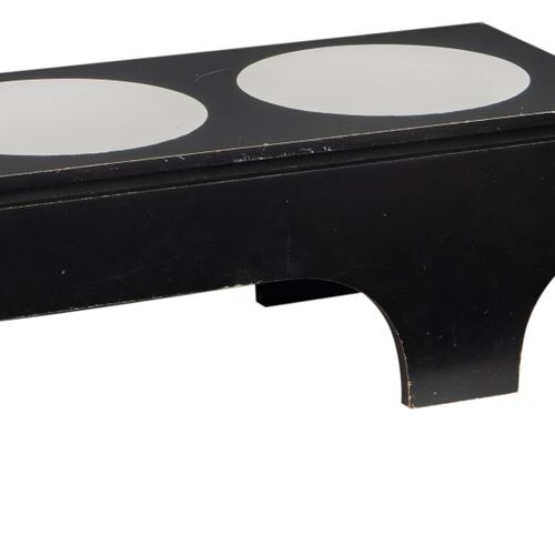A vintage black and white lacquered fibreboard coffee table by...