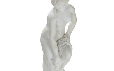 A white marble figure of Diana after the bath