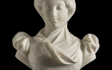 ADOLFO LUCHINI (Italy, 19th century). Female bust. Marble. It presents a lack in the right sleeve.