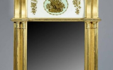 AMERICAN FEDERAL ARCHITECTURAL EGLOMISE MIRROR CA. 1810