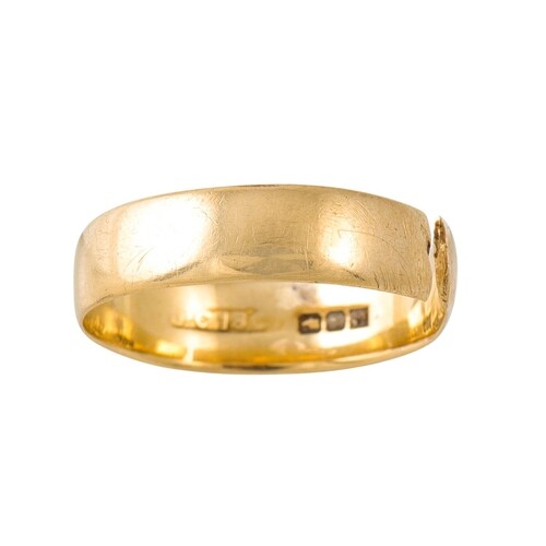 AN 18CT GOLD RING, size R (damages)