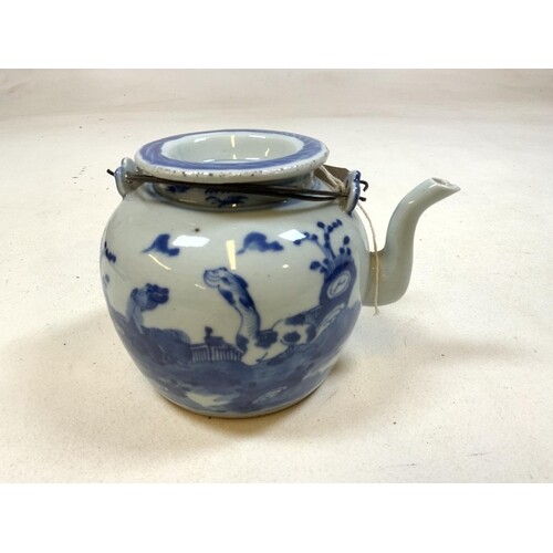 AN 18TH -19TH century Chinese cobalt blue porcelain teapot w...
