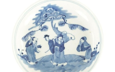 AN 18TH CENTURY BLUE AND WHITE CHINESE SHALLOW DISH