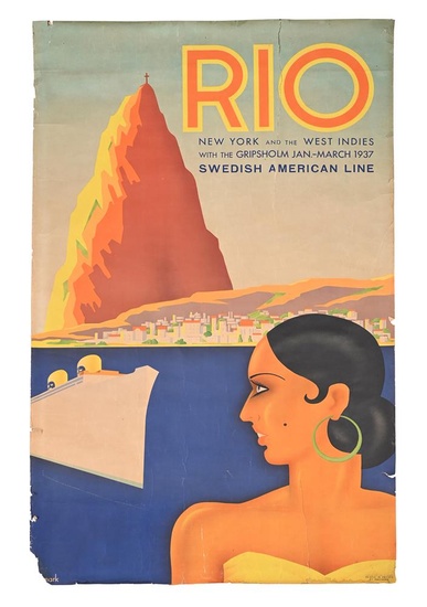 AN ART DECO TRAVEL POSTER 'RIO'