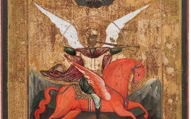 AN ICON SHOWING THE ARCHANGEL MICHAEL AS HORSEMAN OF