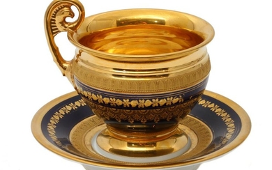 AN IMPERIAL RUSSIAN PORCELAIN CUP AND SAUCER