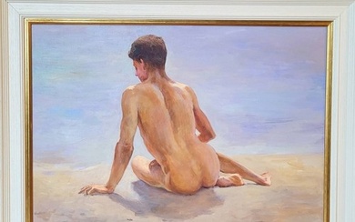 ANATOLIY DEMENKO (Ukrainian) 'On the beach', oil on canvas, ...