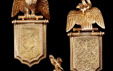 ANTIQUE VICTORIAN DOUBLE SIDED LOCKET WITH EAGLE, High carat...