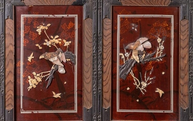 ARTE GIAPPONESE Two Shibayama style screens with