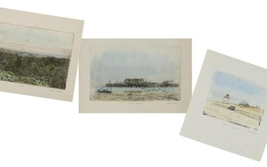 ARTHUR MORRIS COHEN (New York, 1928-2012), Three Provincetown/Truro Views., Hand-colored etchings