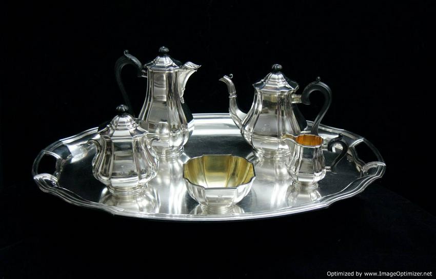 AUGUST LEROY - ART DECO 6 pc. FRENCH ANTIQUE STERLING