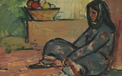 Aba Fenikel (1906-1986) - Woman, Oil on Cardboard.