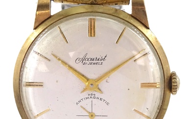 Accurist gentleman's 9ct gold manual wind wristwatch