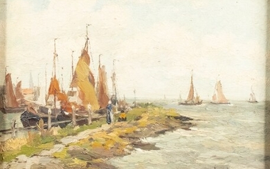 Adolf Mangold (1858-ca. 1943), 'Buiig weer (Volendam)', oil on panel,...