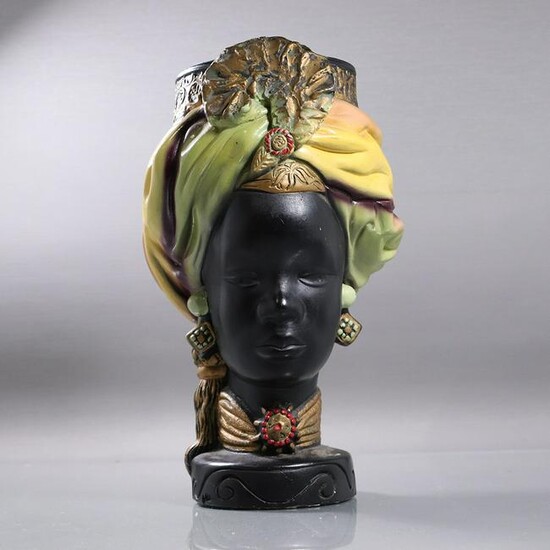 African Queen Beauty Hand Painted Head Planter