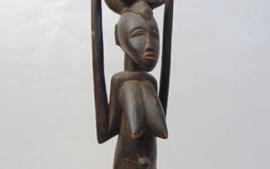 African carved wood statue, female figure, height is 17.25"