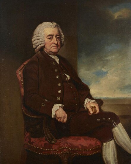 After George Romney, British 1734-1802- Portrait of John Smith; oil...