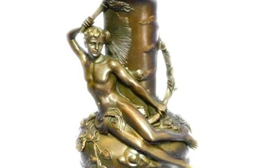 After Moreau, Art Nouveau Style Nude Youth Bronze