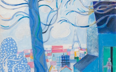 Albert ZAVARO (né en 1925) Vue sur la tour Eiffel Huile sur toile. Signée en...
