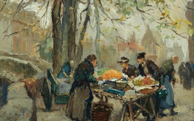 Alfred Van Neste (1874-1969), the market, 39 x 47 cm
