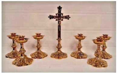 Altar Cross with 6 matching Altar Candlesticks +