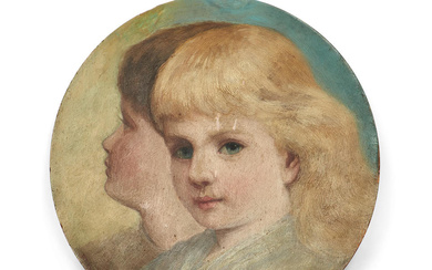 American School, 19th Century Round Portrait of Two Children