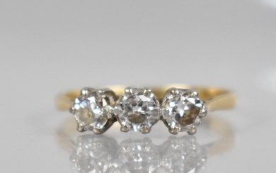 An 18ct Gold and Diamond Trilogy Ring, Old Round Cut Diamond...