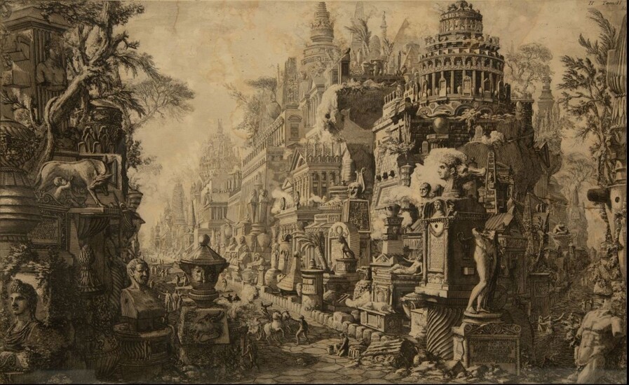 An Allegorical Frontispiece of Rome and its History from Le Antichita Romane, 1756, Etching After Giovanni Piranesi (Italian, 1720-1778)