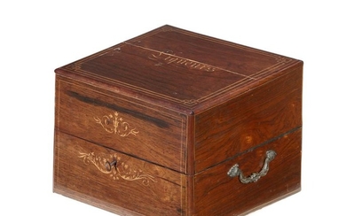 An English inlaid exotic hardwood decanter box