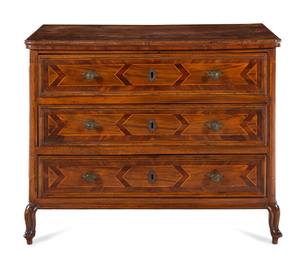 An Italian Baroque Walnut and Parquetry Commode