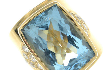 An aquamarine and vari-cut diamond dress ring.