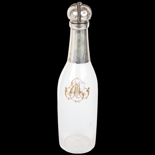 An unusual Antique French silver-mounted glass 'Champagne Bo...