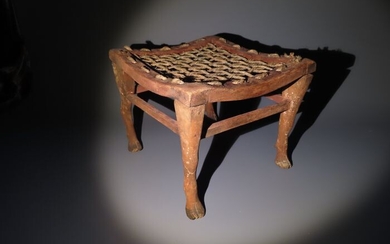 Ancient Egyptian Wood New Kingdom. Unique Stool with a 4 cow legs form. Egyptian furniture! 23 cm L. Excessively Rare